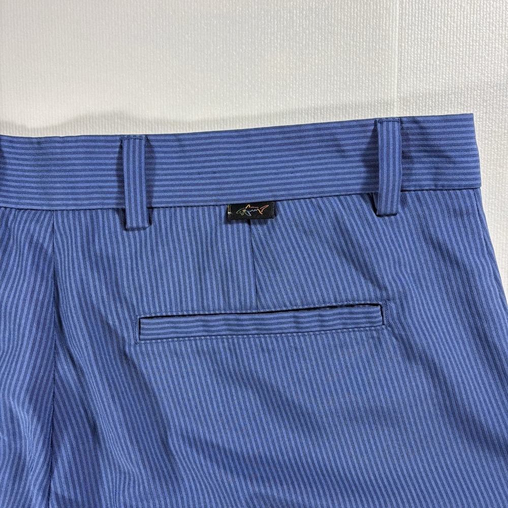 Greg Norman Performance Golf Shorts Men Size 34 Blue Pinstripe Stretch Polyester - Picture 4 of 5